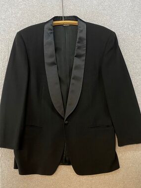 GIORGIO ARMANI Size 44 Mens Black Wool Tuxedo Shawl Jacket Vintage Black Label
